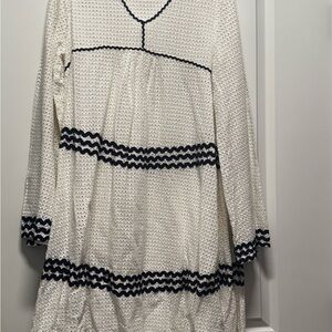 Elegant White and Black Midi Dress